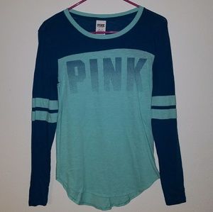 Blue and Teal PINK long sleeve shirt NWOT